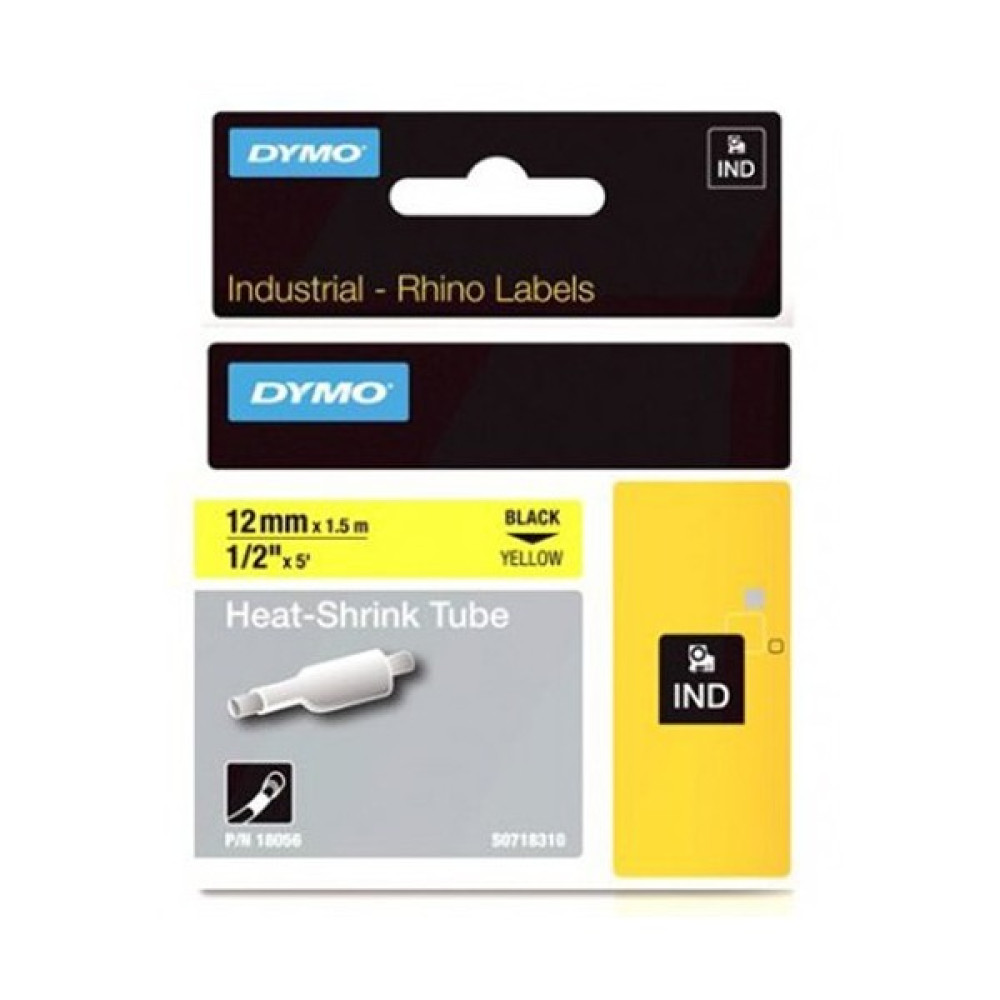 Dymo RhinoPro Isıyla Küçülen Şerit 12mmx1.5m SarıSiyah 18056 Etiket Makinesi Fiyatı
