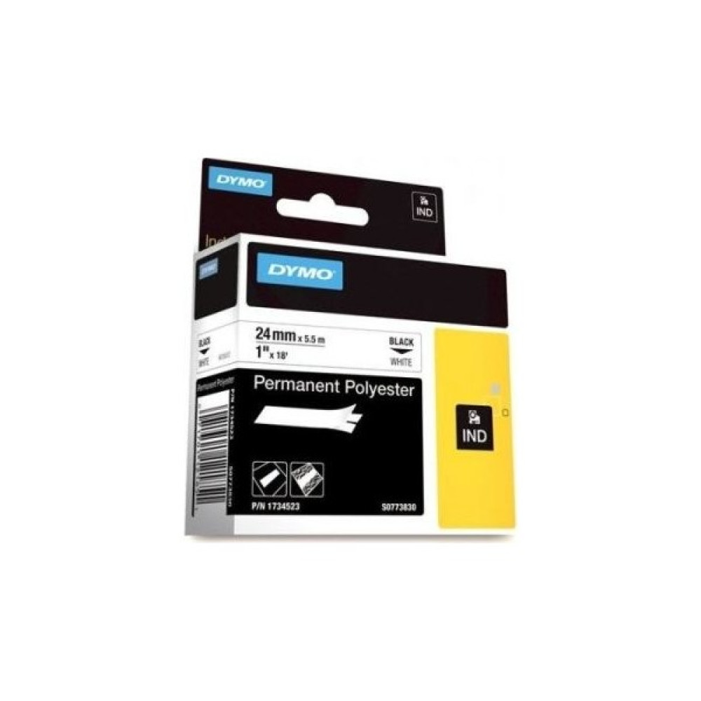 Dymo RhinoPro Sabit Polyester Etiket 24mmx5.5m BeyazSiyah 1734523 Sarf Tüketim Malzemeleri Fiyatı