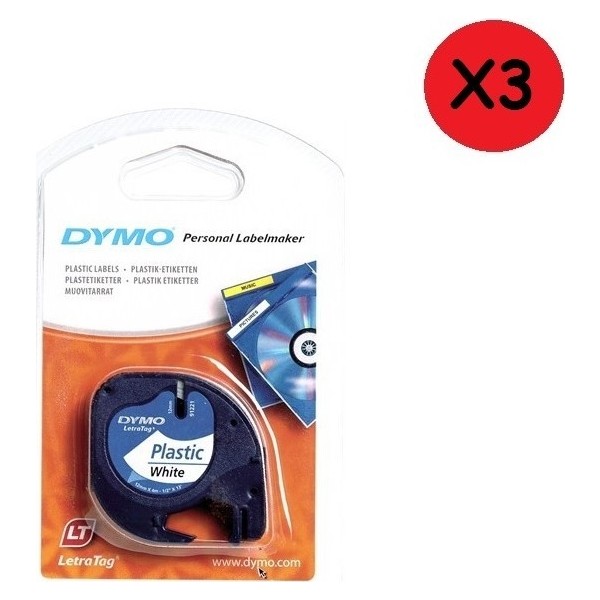 Dymo Şerit Let. Plastik 12 mm x 4 M 3'lü Beyaz Diğer Fiyatı