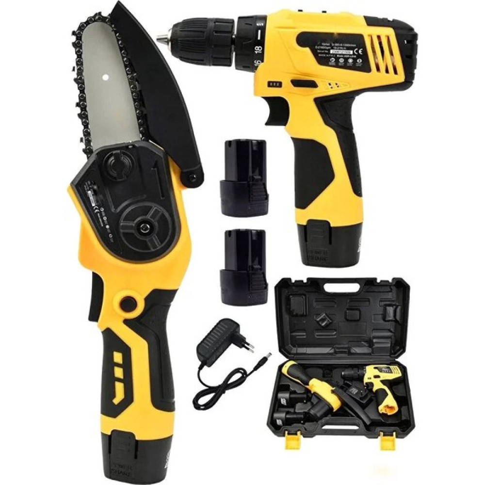 Dynamic Max 2'li Set V-23000 Şarjlı Ağaç Odun Dal Budama Testeresi ve Şarjlı Matkap Vidalama Armut Batarya Dal Budama Makineleri Fiyatı