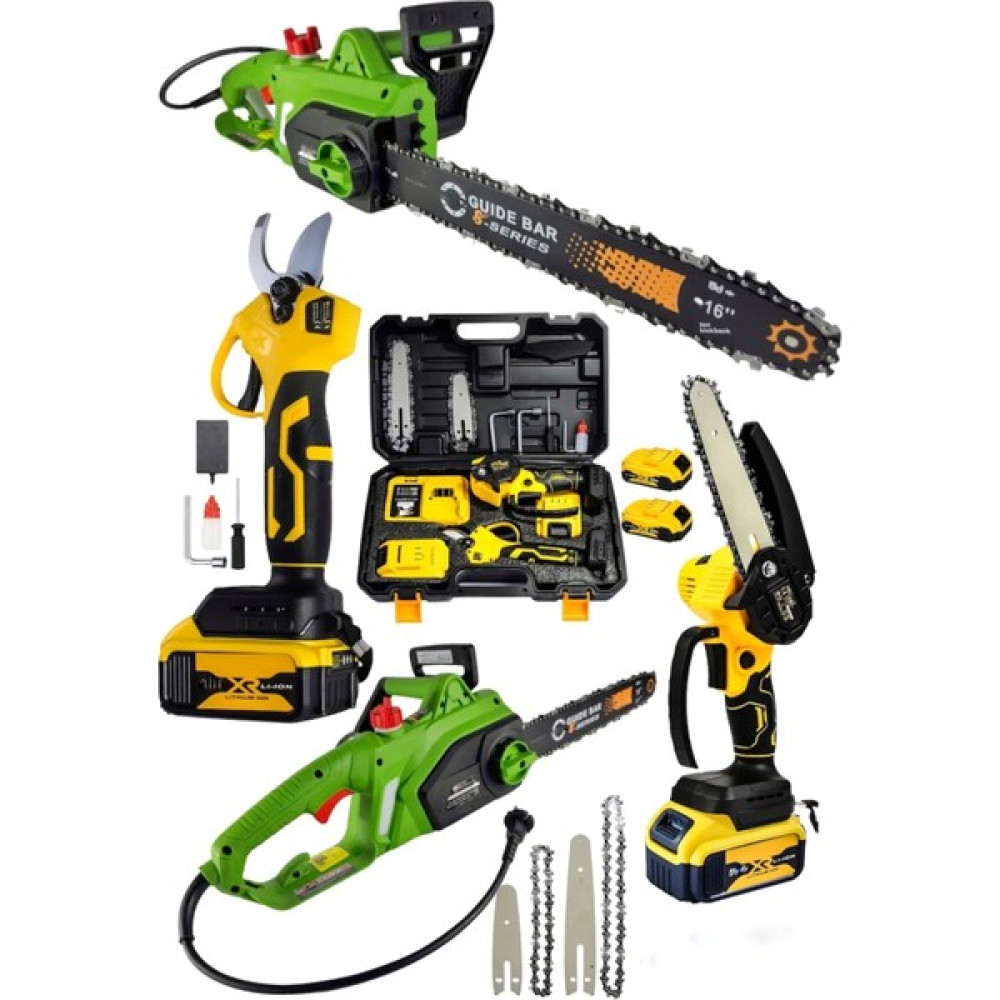 Dynamic Max 3'lü Set 4800W Elektrikli Hızar Testere Ağaç Odun Kesme Testeresi 128VF Şarjlı Dal Budama ve Makas Dal Budama Makineleri Fiyatı