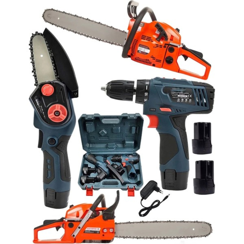 Dynamic Max 3'lü Set 9 Hp Benzinli Odun Ağaç Kesme Hızar Motoru- 58VF Şarjlı Dal Budama Şarjlı Matkap Vidalama Bahçe Makinesi Fiyatı