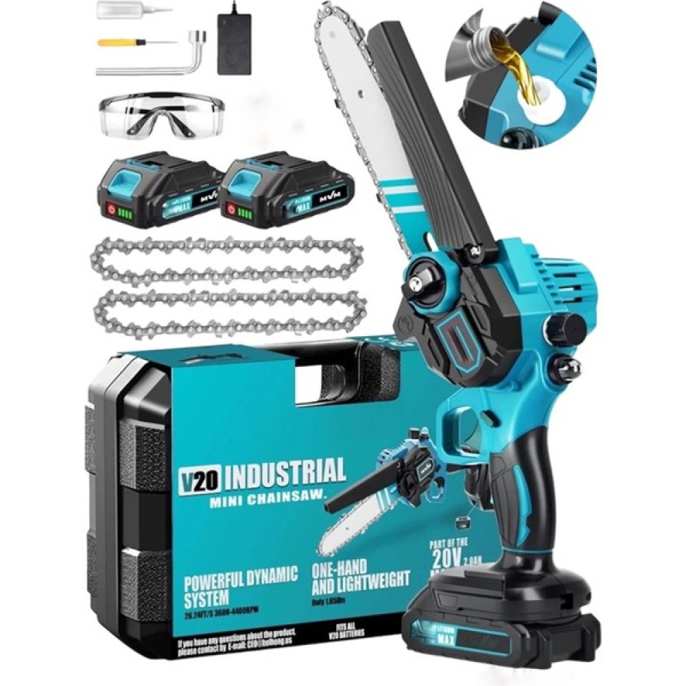 Dynamic Max 598VF Otomatik Yağlamalı Şarjlı Akülü Budama Testeresi Zinçirli Odun Kesme Budama Çift Akü 20 cm Pala Dal Budama Makineleri Fiyatı
