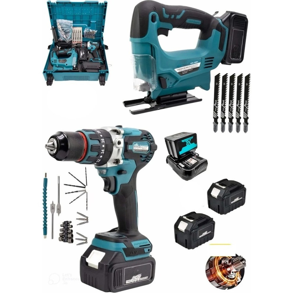Dynamic Max 990F Çift Akülü Vidalama Matkap 13 mm Çelik Mandren ve Dekupaj Marangoz Ahşap Süper Set Makineleri Matkaplar Fiyatı