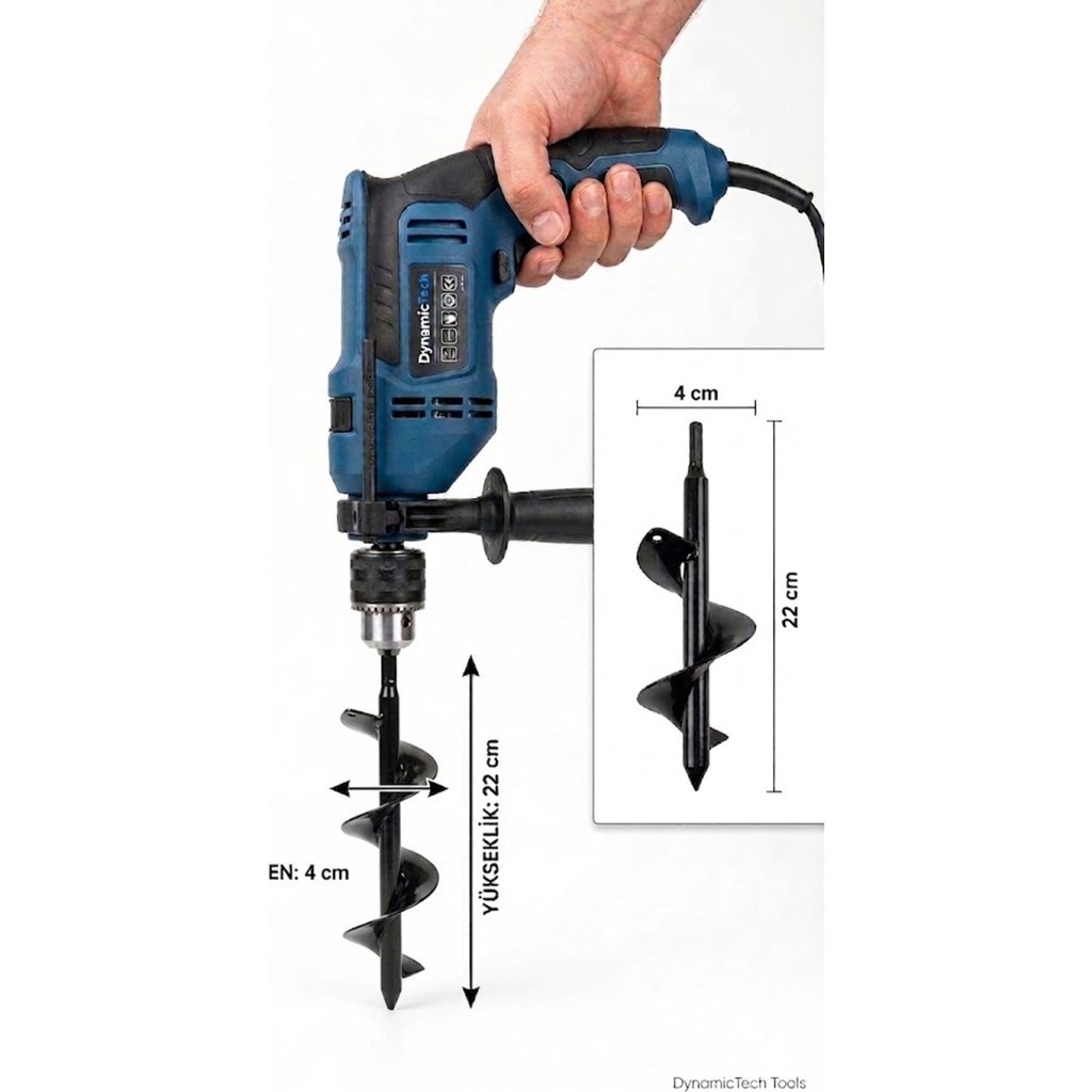 Dynamic Tech Toprak Burgu Matkap Ucu Bahçe Dikim Aparatı Dayanıklı Çelik Universal 40X220 mm Toprak Delme Matkaplar Fiyatı