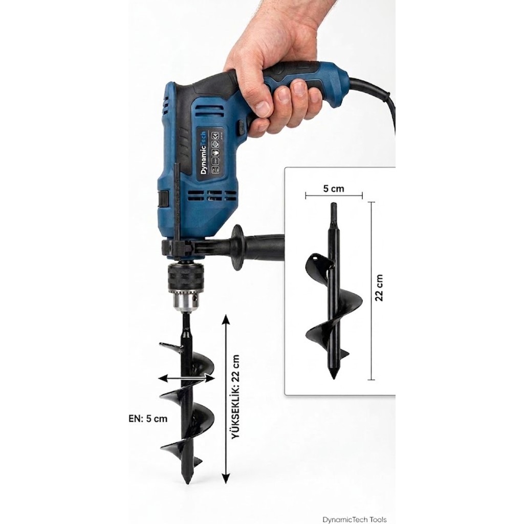 Dynamic Tech Toprak Burgu Matkap Ucu Bahçe Dikim Aparatı Dayanıklı Çelik Universal 50X220 mm Toprak Delme Matkaplar Fiyatı