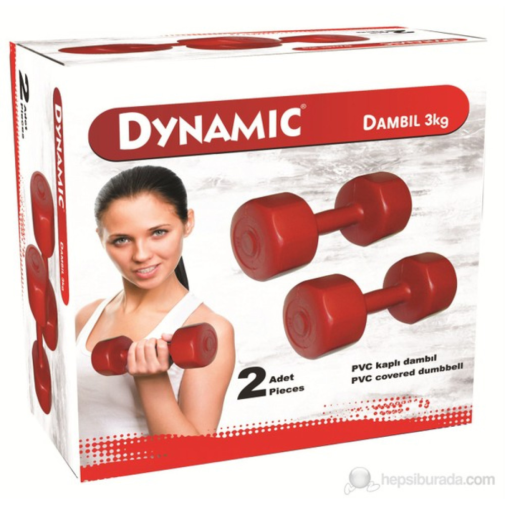 Dynamic Vinly Dambıl 3Kg Kırmızı Ekipman Dambıllar & El / Ayak Ağırlıkları Fiyatı