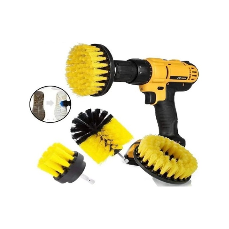 Dynamich Tech 3'lü Set Matkap Ucuna Takılabilen Banyo Küvet Duşakabin Oto Lastik Koltuk Yıkama Temizleme Fırçası - Sarı Matkaplar Fiyatı