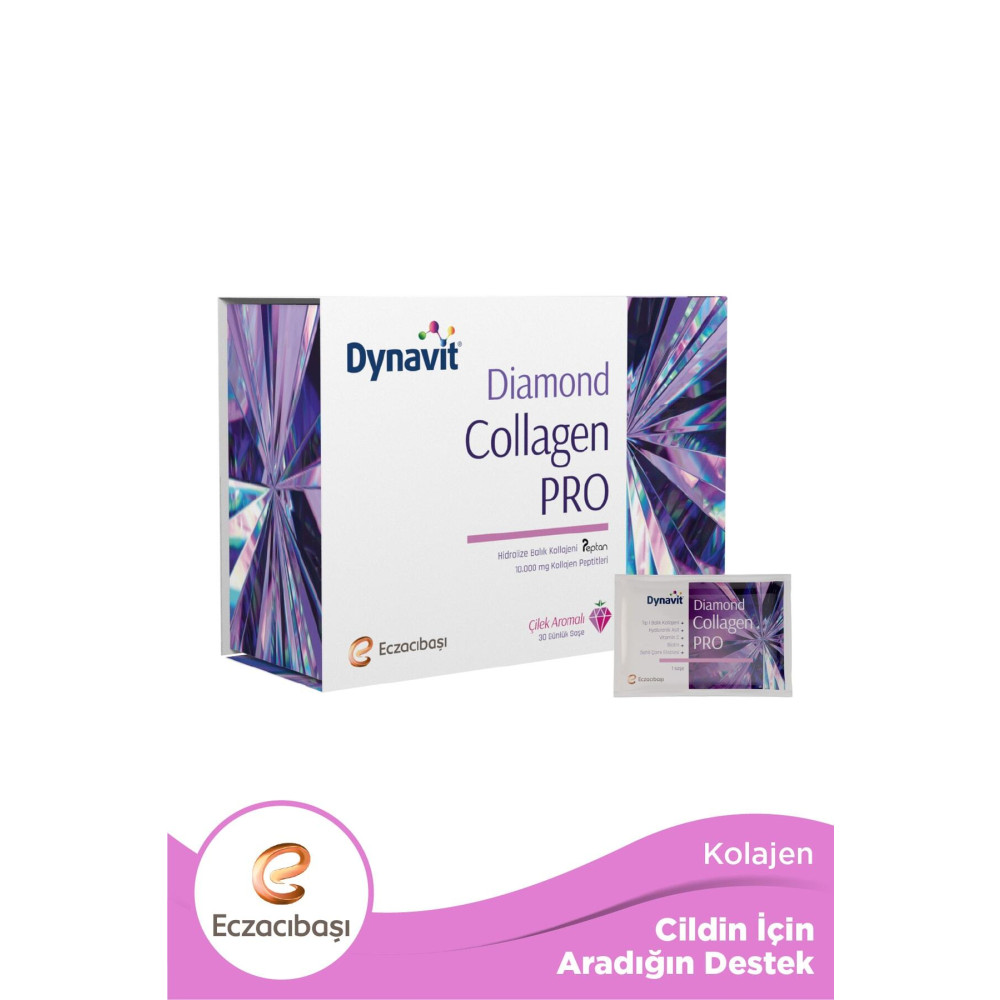 Dynavit Diamond Collagen Pro Çilek Aromalı Hidrolize Balık Kolajeni 30 Saşe Sağlık Fiyatı