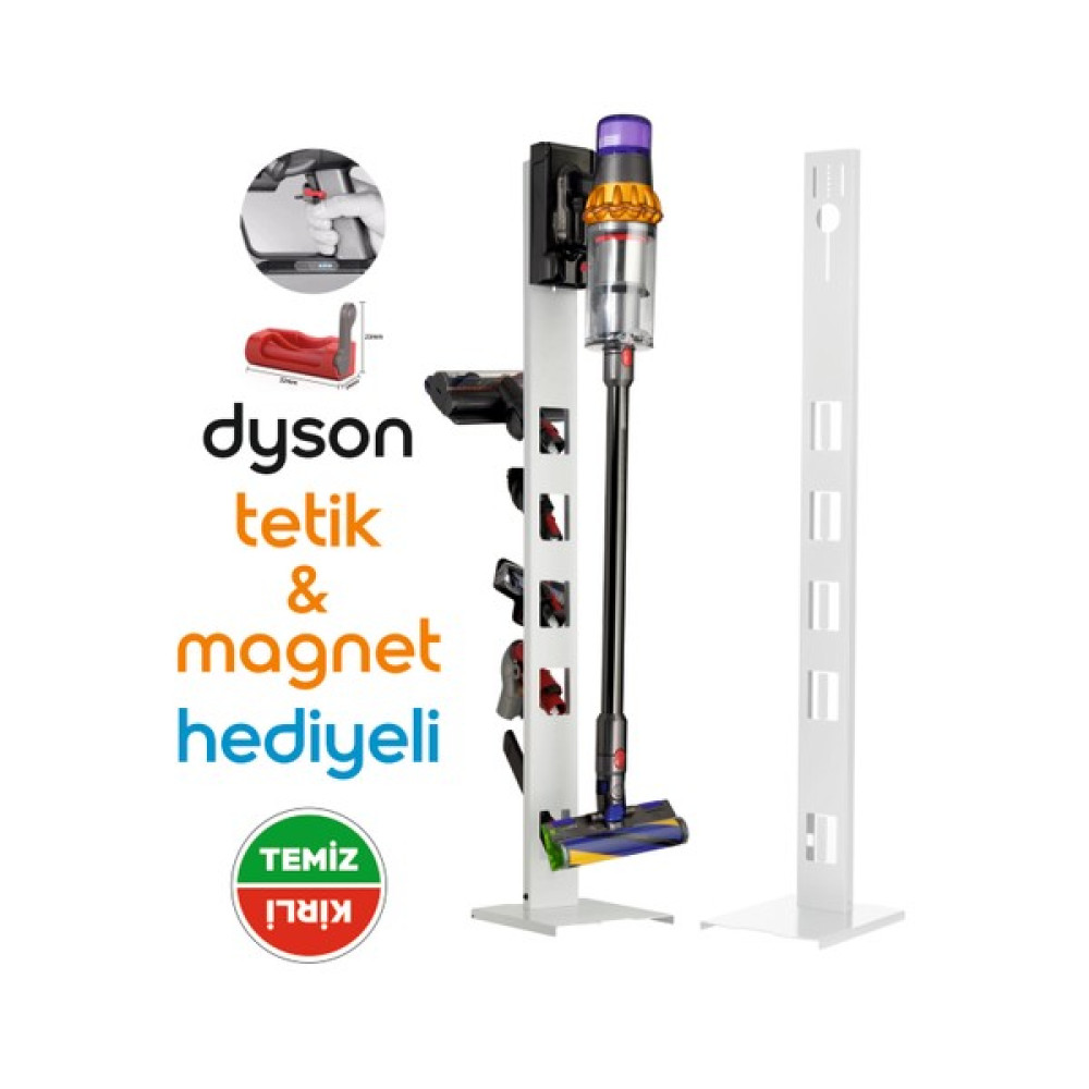 Dyson Uyumlu Beyaz Renk Dikey Süpürge Standı V15-V12-V11-V10-V8 Bütün Dyson Modelleriyle Uyumlu Elektrikli Süpürge Aksesuarları Fiyatı