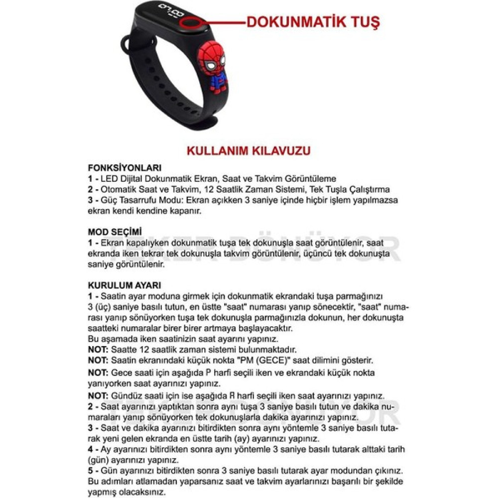 Dzc Kuzenler Avm Miki Minnie Mause Figürlü Dijital LED Çocuk Saati Dokunmatik Ekranlı Su Geçirmez (Kırmz) (Akıllı Değil) Kol Saatleri Fiyatı
