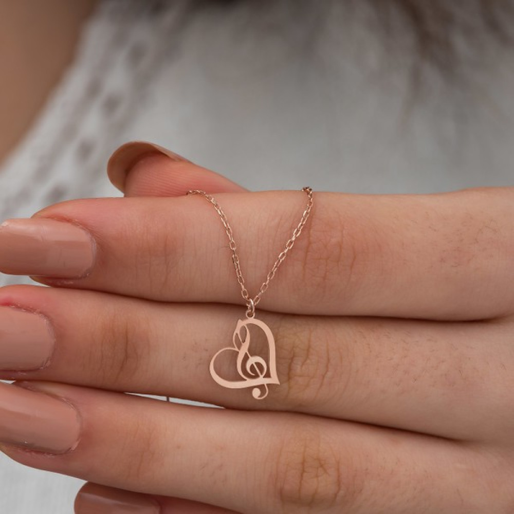 Dzg Silver Gümüş Kalp Içinde Sol Anahtarı Kolye Gümüş Kolye DN482 Gümüş Kolye Fiyatı