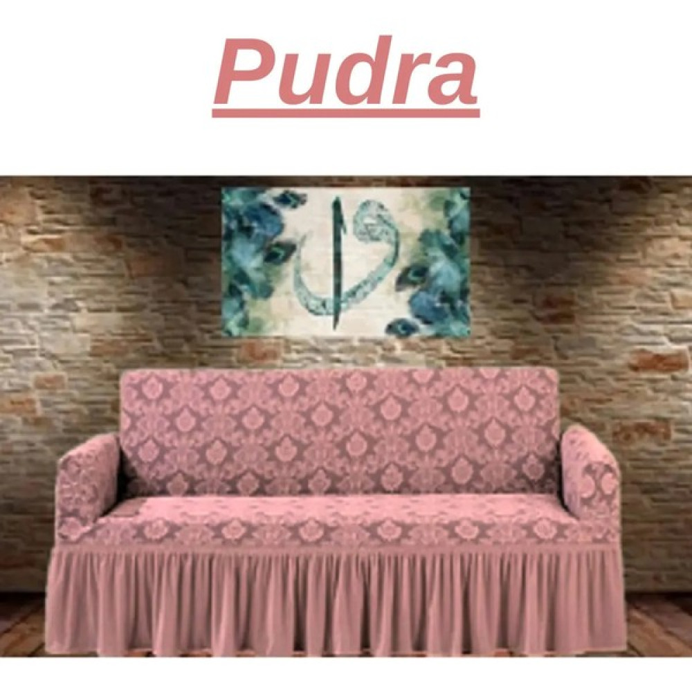 E Bahar Jakarlı 3 Kişilik Koltuk Örtüsü. Lastikli, Esnek, Yıkanabilir Koltuk, Kanepe, Çekyat Kılıfı - 180 x 230 cm - Pudra Koltuk & Kanepe Örtüsü Fiyatı