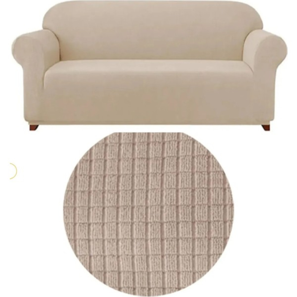 E Bahar Likrali 3 Kişilik Lastikli Koltuk Kılıfı. Çekyat Koltuk Örtüsü Streç Esnek Kanepe Kılıfı - 180 x 230 cm - Vizon Koltuk & Kanepe Örtüsü Fiyatı