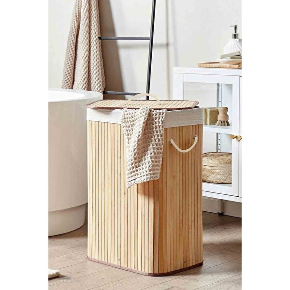 E-Decor Bambu Naturel Dikdörtgen Katlanabilir Çamaşır Sepeti Sepet Fiyatı