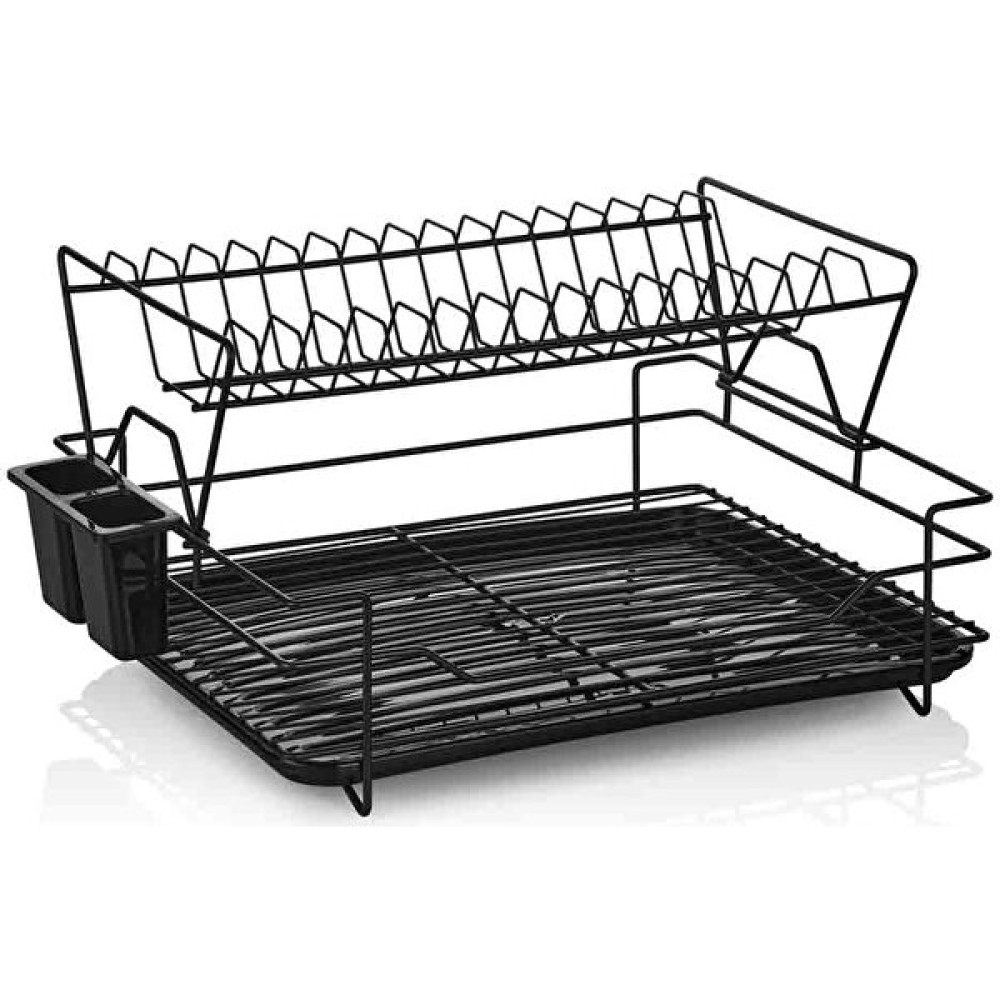 E-Decor Metal Tabaklık 2 Katlı Metal Tabaklık - Bulaşık Sepeti Iki Katlı Siyah Pratik Mutfak Gereçleri Fiyatı