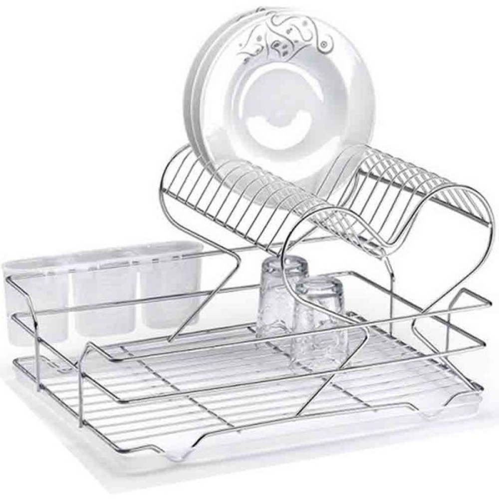 E-Decor Metal Tabaklık Krom Kaplama Kalpli 2 Katlı Metal Tabaklık - Bulaşık Sepeti Pratik Mutfak Gereçleri Fiyatı