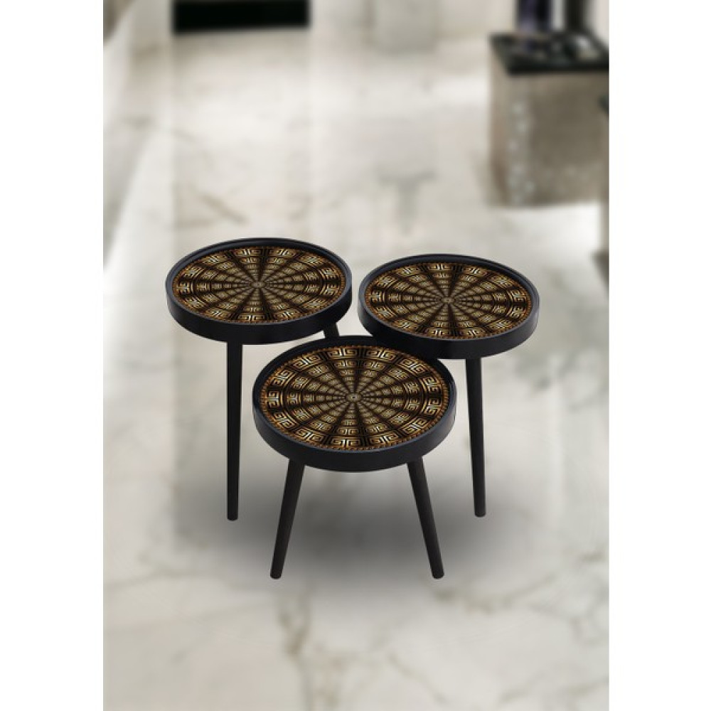 E-Decor Sehpa Yuvarlak Retro Siyah Karma Zigon Sehpa Fiyatı