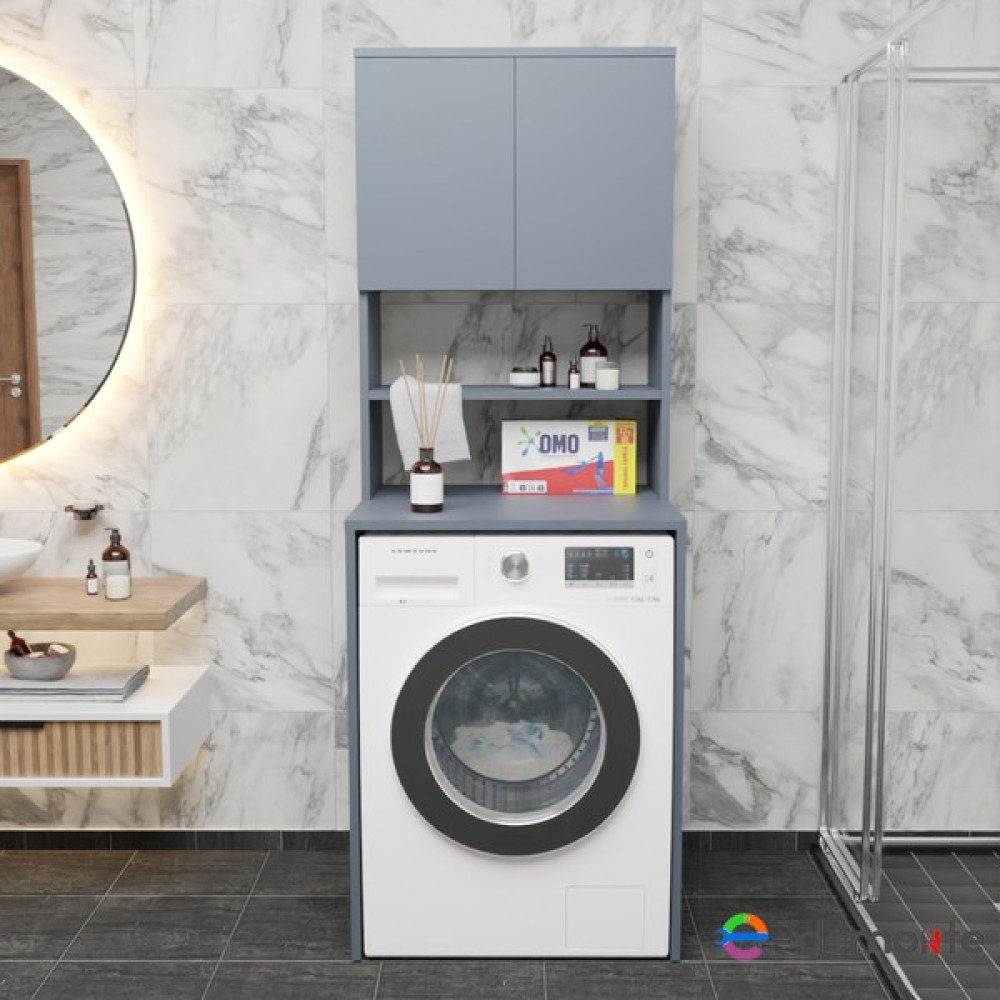 E-Demonte BD133 - Üstü Kapaklı Çamaşır Makinesi Dolabı Antrasit Banyo Dolabı / Mobilyası Fiyatı