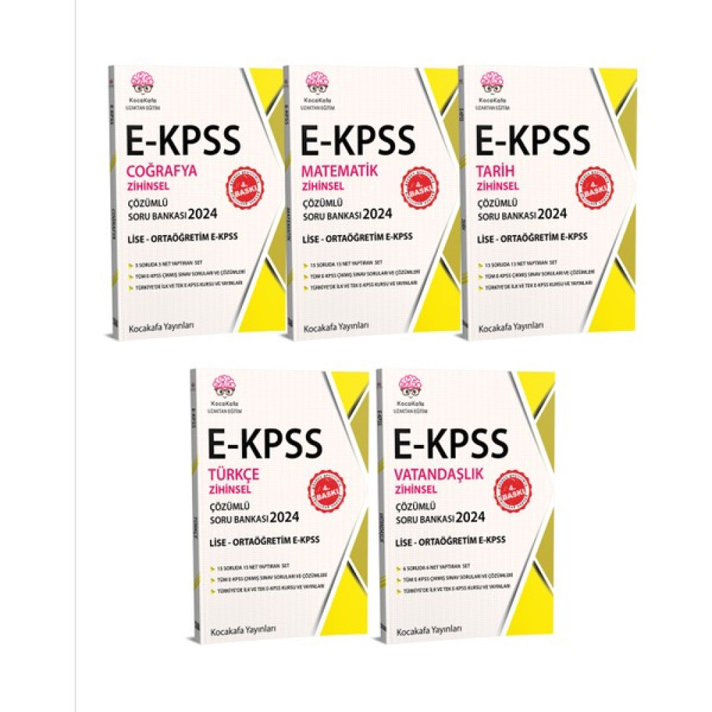 E-KPSS Zihinsel Lise Soru Bankası 5'li Set (2024) 4.BASKI Ders Sınav Kitapları Fiyatı