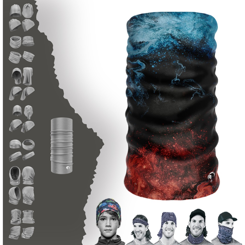 E-Taktik Mavi Kırmızı Renkli Desenli Boyunluk Maske Baf Bandana - Standart - Turkuaz - Lacivert Bandana (Outdoor) Fiyatı