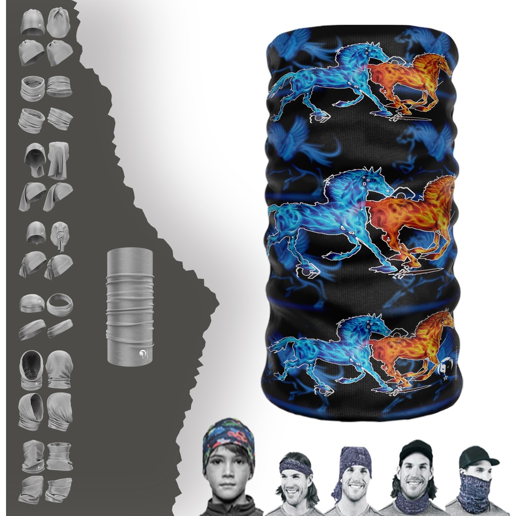 E-Taktik Turuncu Mavi At Desenli Boyunluk Maske Baf Bandana - Standart - Lacivert - Yeşil - Taba Bandana (Outdoor) Fiyatı