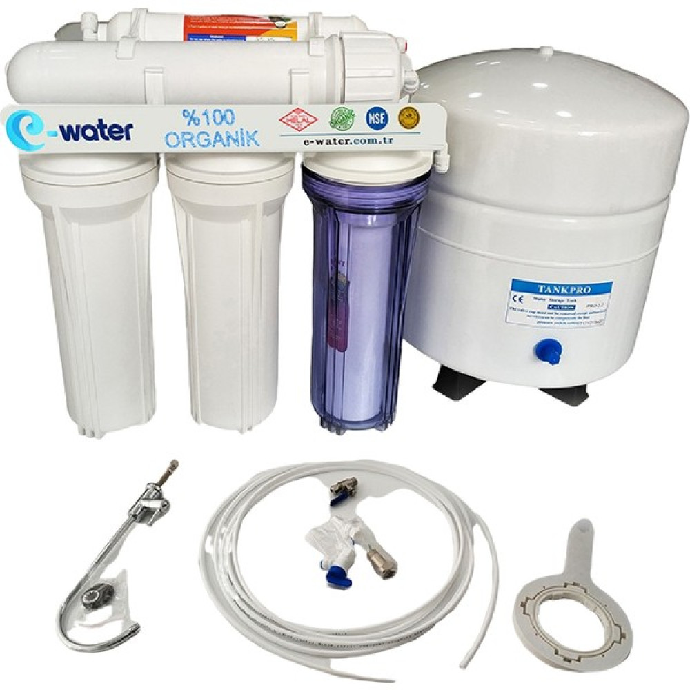E-Water Su Arıtma Cihazı 12 Lt Depo Vontron Membran Çift Karbon Pompasız Bahçe Makinesi Fiyatı