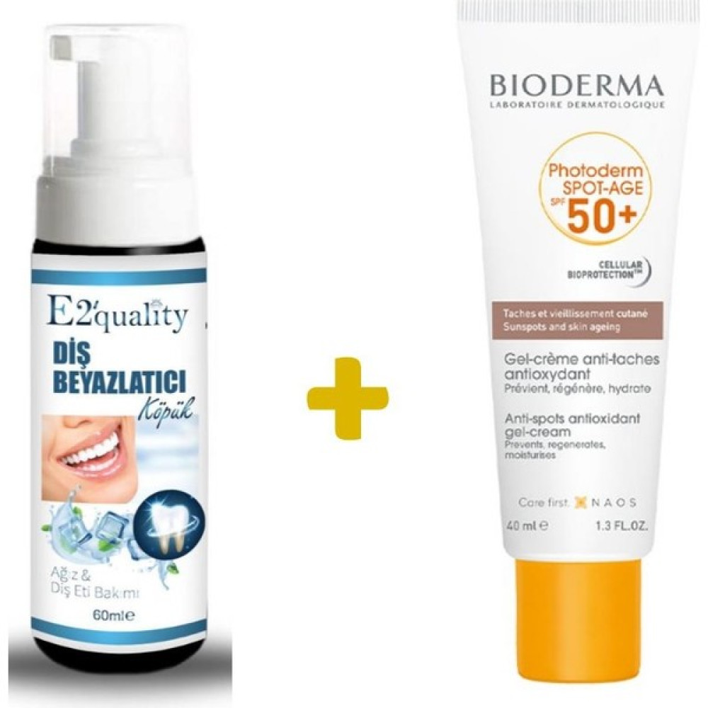 E2'Quality Diş Beyazlatıcı Köpük + Bioderma Photoderm Spot Age Spf 50 + Güneş Koruyucu Jel 40 Ml Diş Beyazlatıcılar Fiyatı