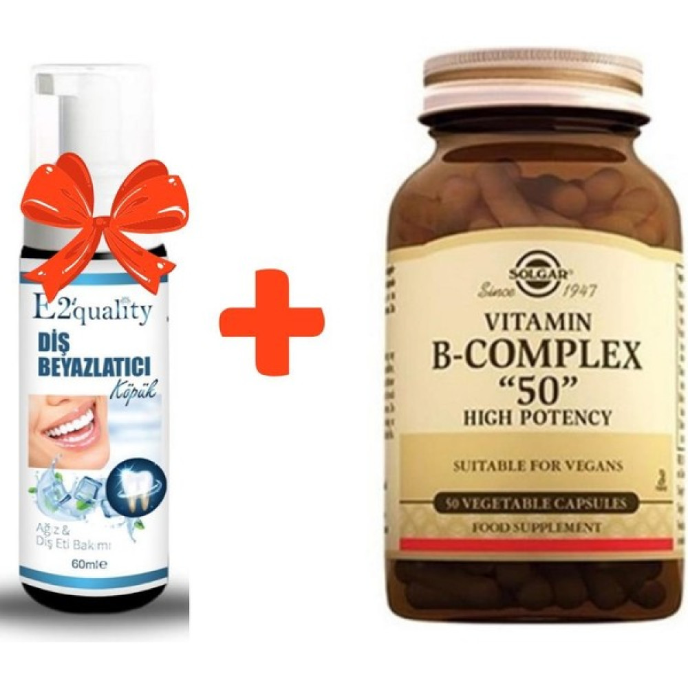 E2'quality Diş Beyazlatıcı Köpük + Solgar Vitamin B Complex 50 Bitkisel 50 Kapsül Diş Macunları Fiyatı
