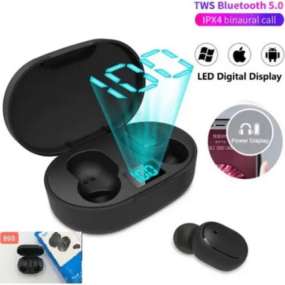 E6S Kablosuz Kulaklık Dijital Göstergeli Bluetooth Kulaklık 5.0 - Siyah Bluetooth Kulaklık Fiyatı