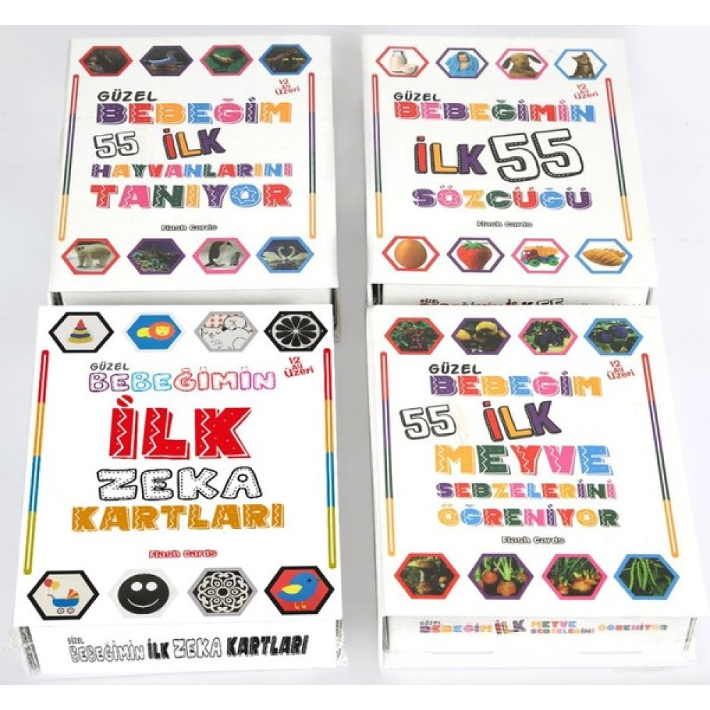EA Oyuncak Ilk Zeka Kartlar Eğitici 4'lü Set Bebeğim Ilk 55 Zeka Kartları Sözcükler Hayvanlar Meyveler Eğitici Oyuncak Fiyatı