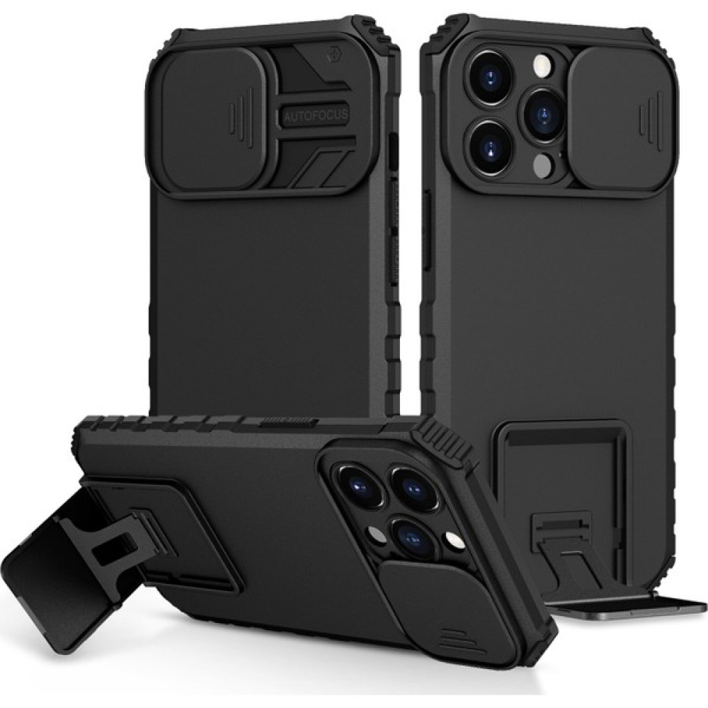 Eabhulie Apple iPhone 14 Pro Max Kayar Kamera Kapaklı Standı Telefon Kılıfı - Siyah (Yurt Dışından) Cep Telefonu Kılıfı Fiyatı
