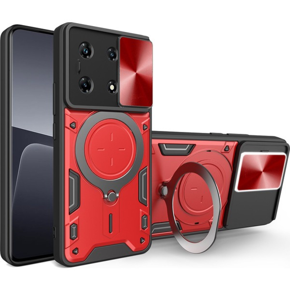 Eabhulie Infinix Note 30 Pro Için Çift Katmanlı Telefon Kılıfı, Slayt Kamera Kapağı ve Metal Gizli Braket ile Kırmızı (Yurt Dışından) Cep Telefonu Kılıfı Fiyatı