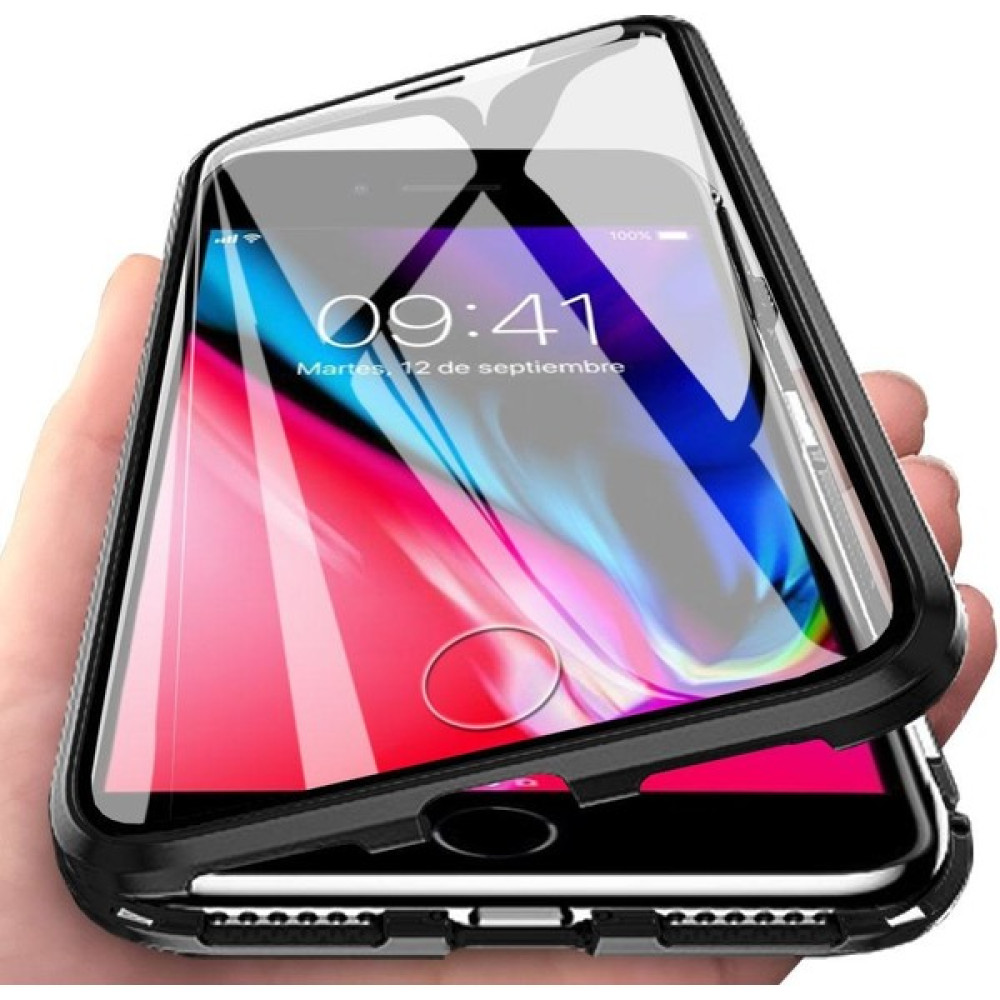 Eabhulie iPhone 7 Plus / 8 Plus İçin 360 Derece Tam Koruma Şeffaf Manyetik Metal Bumper Kılıf (Yurt Dışından) - Siyah Cep Telefonu Kılıfı Fiyatı