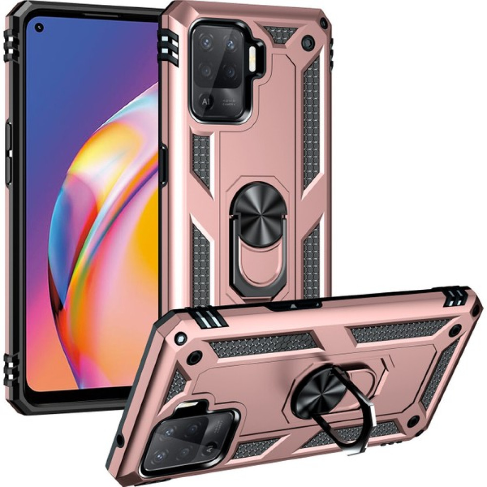 Eabhulie Oppo A94 4g/reno5 F/F19 Pro/reno5 Lite İçin Çift Katmanlı Kılıfı Kapaklı Yüzüklü Arkası Standlı - Rose Gold (Yurt Dışından) Cep Telefonu Kılıfı Fiyatı