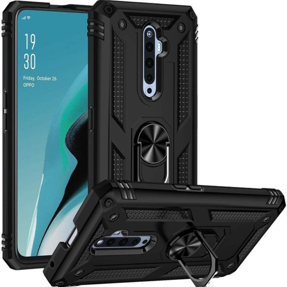 Eabhulie Oppo Reno2 Z / Reno2 F İçin Çift Katmanlı Kılıfı Kapaklı Yüzüklü Arkası Standlı - Siyah (Yurt Dışından) Cep Telefonu Kılıfı Fiyatı
