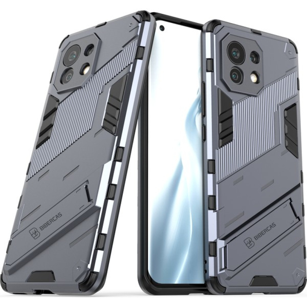 Eabhulie Xiaomi Mi 11 Için Standlı Ince Sert Pc Tpu Düşme Önleyici Koruyucu Kılıf (Yurt Dışından) - Gri Cep Telefonu Kılıfı Fiyatı