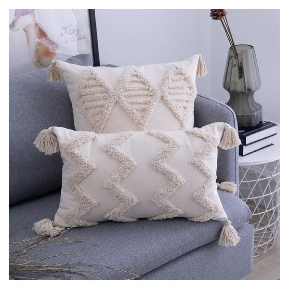 Eachtome Kırlent Punch Kılıf 2'li Takım 43 x 43 cm - Krem Rengi Kırlent / Mobilya Yastığı Fiyatı