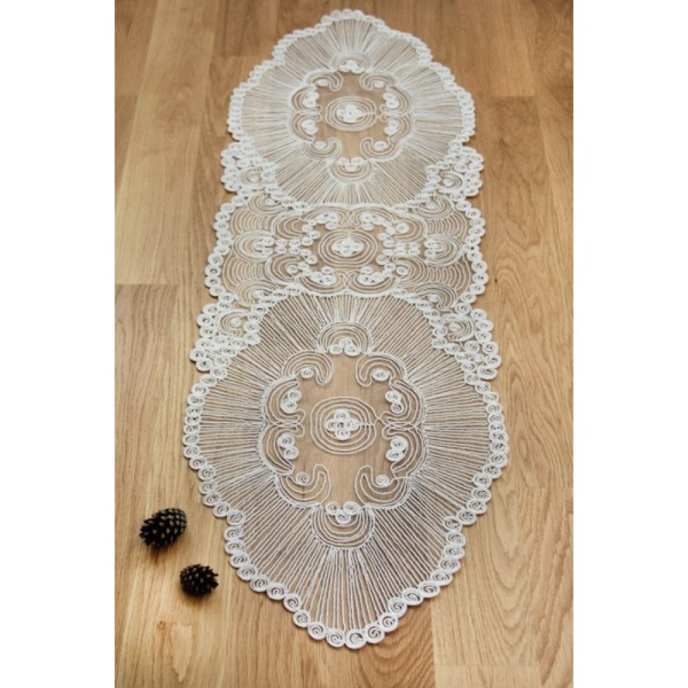 Eae Sanat Fransız Tarzı Güpür Runner (No 7) - 105 x 105 cm - Gri Masa Örtüsü Fiyatı
