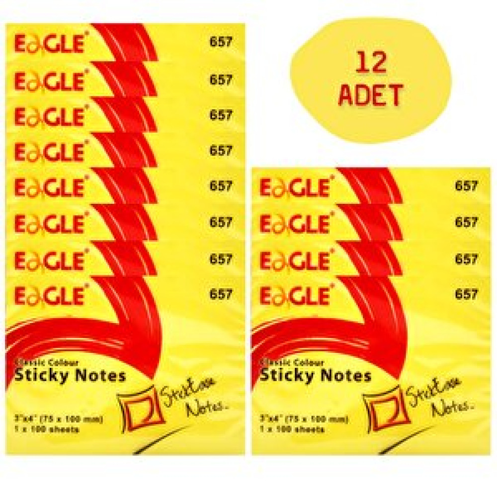 Eagle 75x100 Mm Klasik Renk Yapışkanlı Not Kağıdı 100 Yaprak Sarı (657) 12 Adet Defter & Kağıt Ürünleri Fiyatı