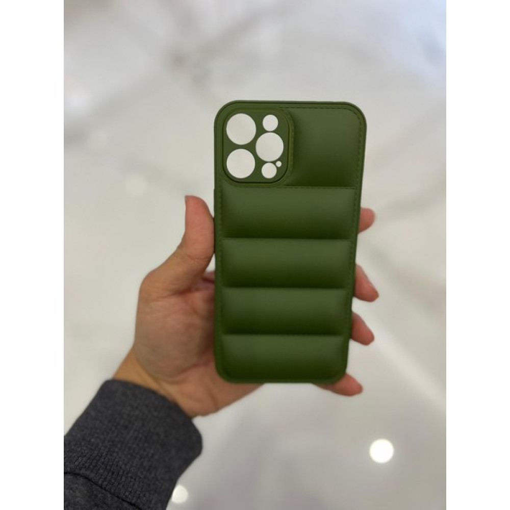 Eaksesuarnet Apple iPhone 12 Promax Uyumlu Şişme Puffer Silikon Kılıf Haki Yeşil - iPhone 12 Pro Max Cep Telefonu Kılıfı Fiyatı