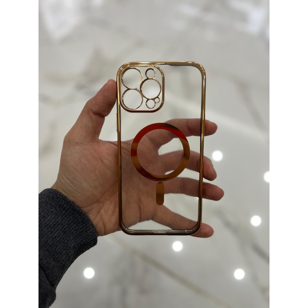 Eaksesuarnet Apple iPhone 13 Pro Max Magsafe Lazer Silikon Renkli Şeritli Telefon Kılıfı Kamera Lensi Açık - Gold Cep Telefonu Kılıfı Fiyatı
