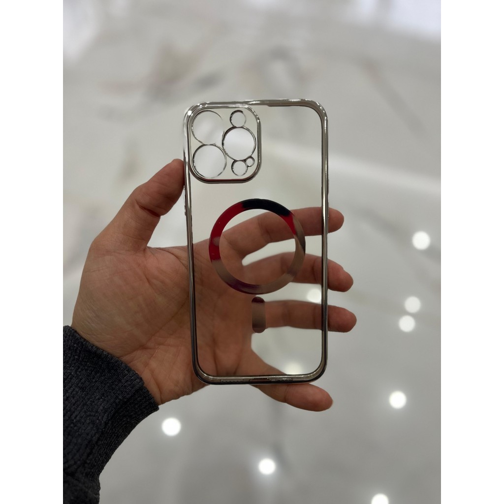 Eaksesuarnet Apple iPhone 13 Pro Max Magsafe Lazer Silikon Renkli Şeritli Telefon Kılıfı Kamera Lensi Açık - Gümüş Cep Telefonu Kılıfı Fiyatı