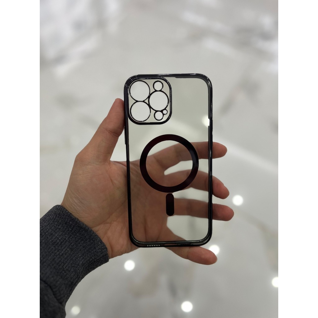 Eaksesuarnet Apple iPhone 13 Pro Max Magsafe Lazer Silikon Renkli Şeritli Telefon Kılıfı Kamera Lensi Açık - Siyah Cep Telefonu Kılıfı Fiyatı