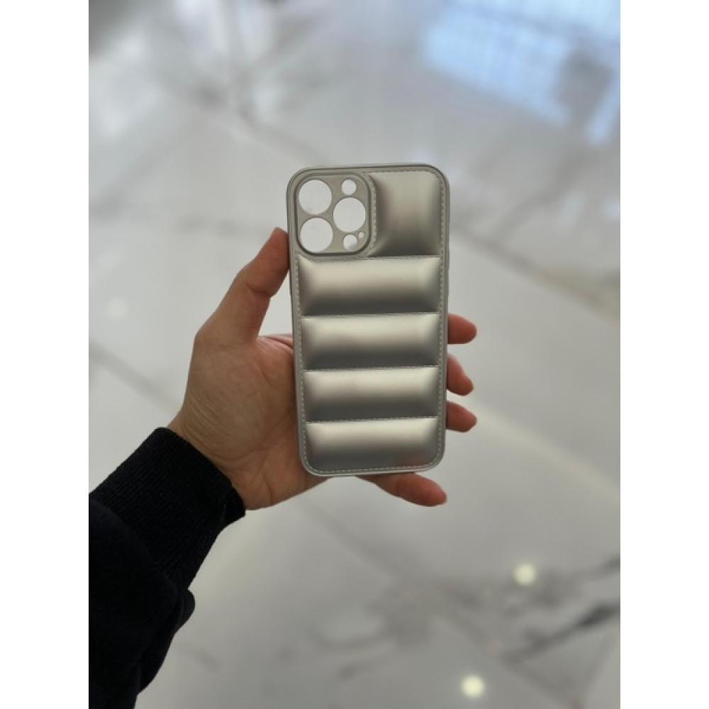 Eaksesuarnet Apple iPhone 13 Pro Max Uyumlu Şişme Puffer Silikon Telefon Kılıfı - Gümüş Gri Cep Telefonu Kılıfı Fiyatı