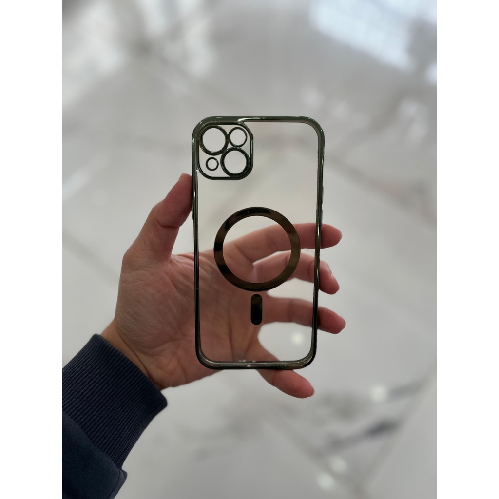 Eaksesuarnet Apple iPhone 14 Plus Magsafe Lazer Silikon Renkli Şeritli Telefon Kılıfı Kamera Lensi Açık - Yeşil Cep Telefonu Kılıfı Fiyatı