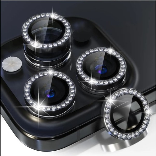 Eaksesuarnet Apple iPhone 14 Pro Max Uyumlu Kamera Koruyucu Taşlı Cam Lens Mercek Koruyucu - Siyah Cep Telefonu Fiyatı