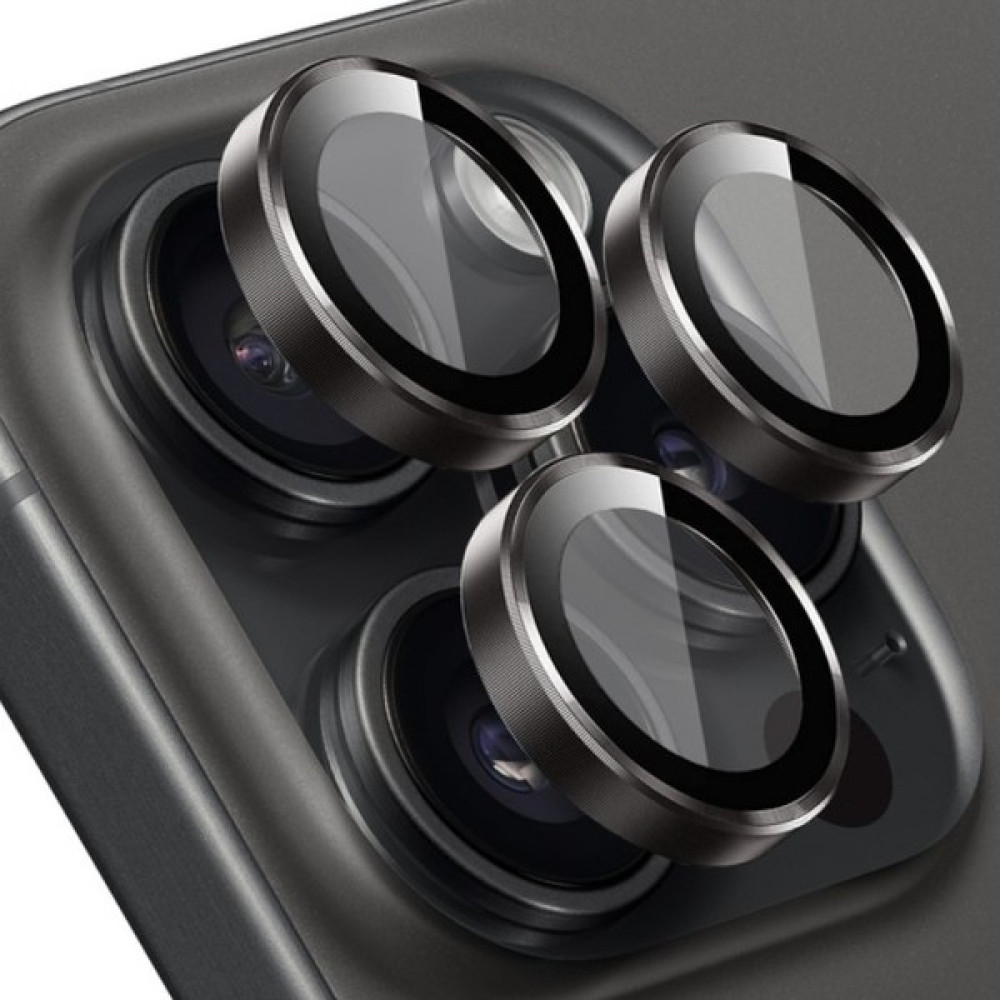 Eaksesuarnet iPhone 15 Pro Uyumlu Kamera Koruyucu Cam Lens Mercek Koruyucu - Siyah Cep Telefonu Ekran Koruyucusu Fiyatı