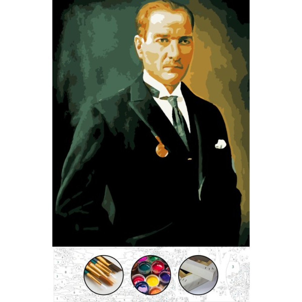 EAL Hobby Art Sayılarla Boyama Hobi Seti Çerçeveli Numaralı Tuval Fırça Boya Dahil 40X50 cm Atatürk EAL008 Tuval Fiyatı