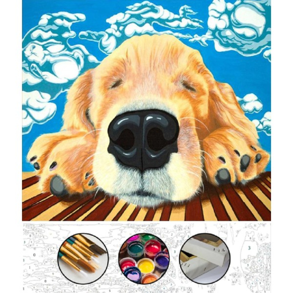 EAL Hobby Art Sayılarla Boyama Hobi Seti Çerçeveli Numaralı Tuval Fırça Boya Dahil 40X50 cm Tatlı Köpek EAL033 Tuval Fiyatı